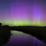 Polarlicht mit Sternschnuppe im Sternenpark Westhavelland